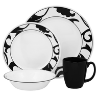black white dishes set
