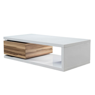 glossy white wood brown noble house coffee table