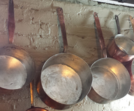 used silver cooper pans 