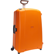 orange hard cover luggage 