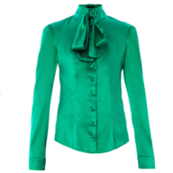 womens green satin blouse 